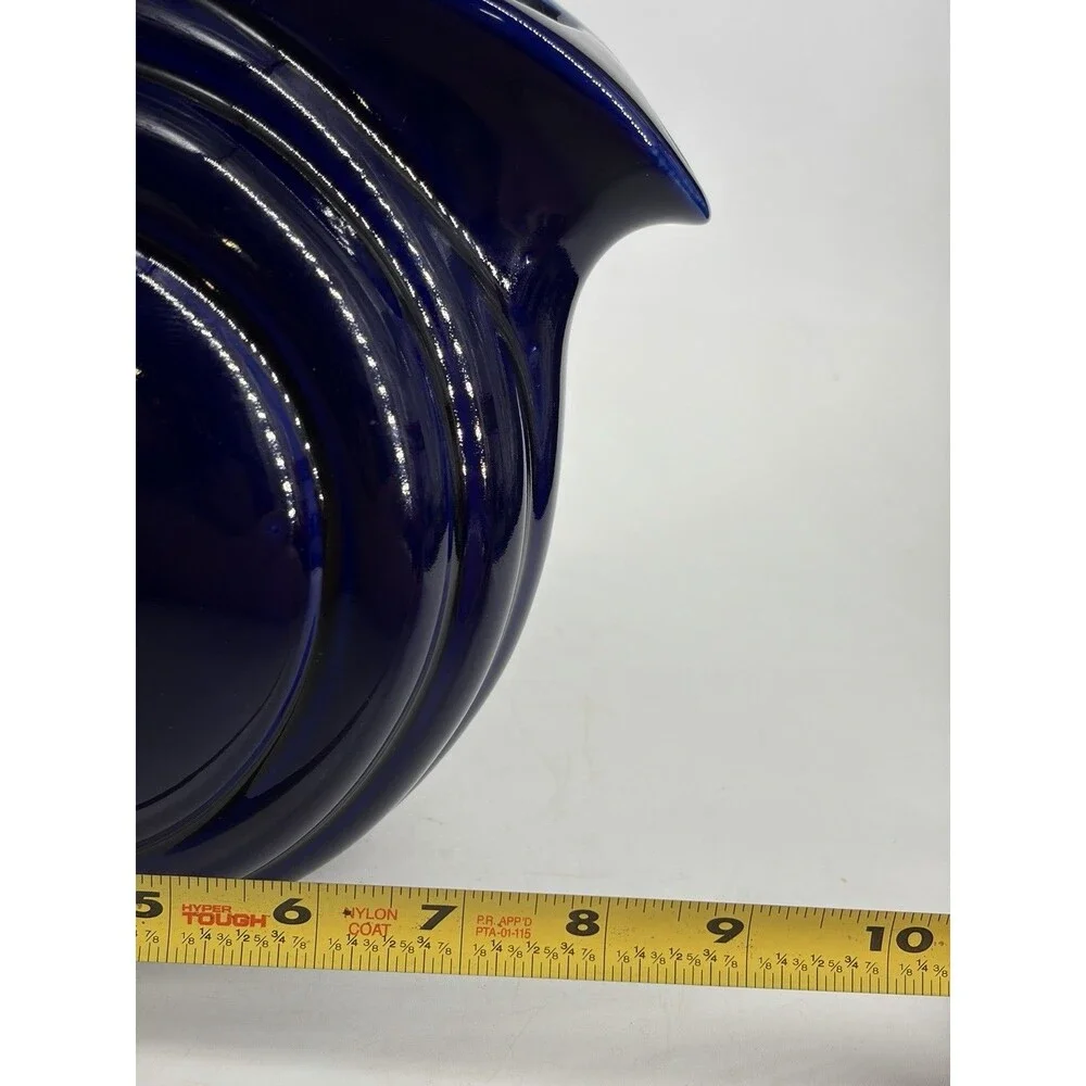 VTG Hall China USA Ceramic Disc Pitcher Ice Lip MCM Cobalt Blue #1338